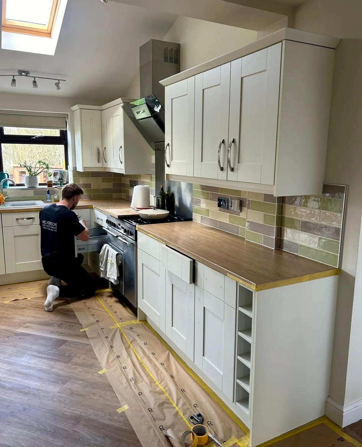 White shaker kitchen before professional cabinet painting in Penn, Wolverhampton.
